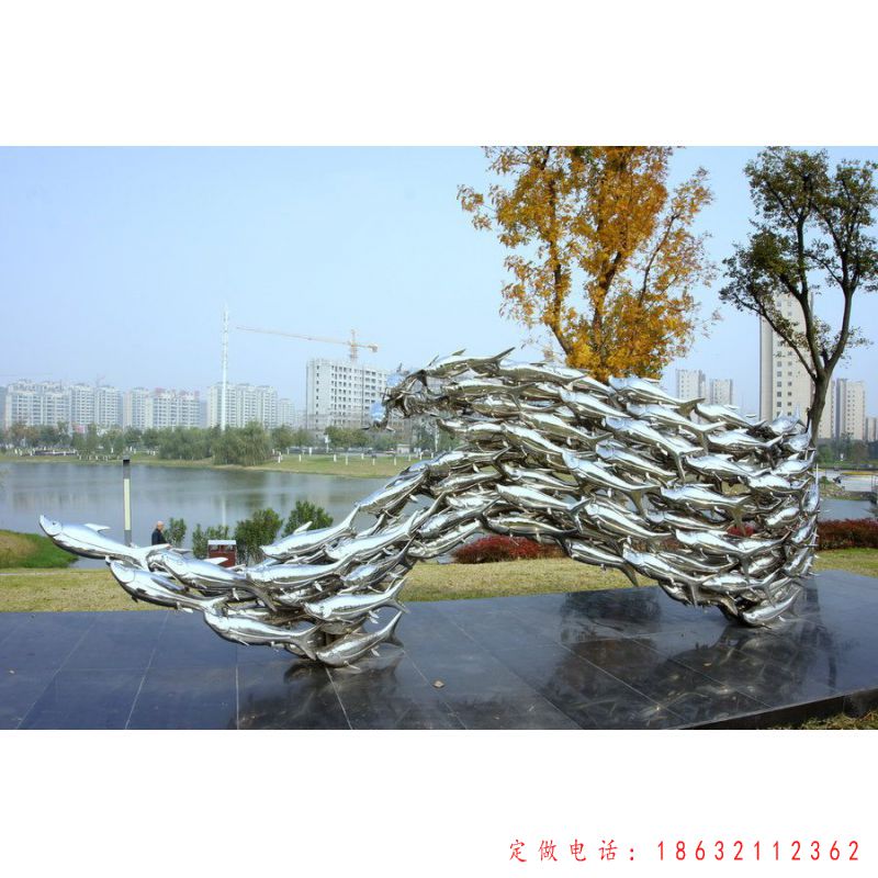 不锈钢广场鱼群动物雕塑 （1）