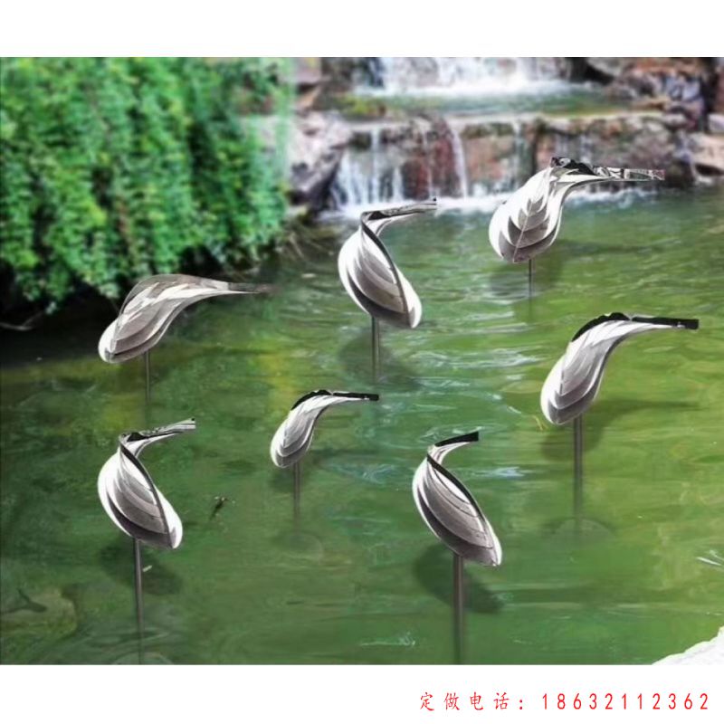 不锈钢游动鱼动物景观雕塑 （1）