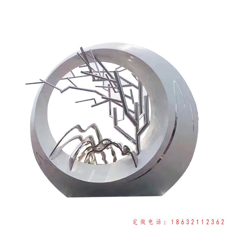 不锈钢几何圆环树枝景观雕塑 （1）