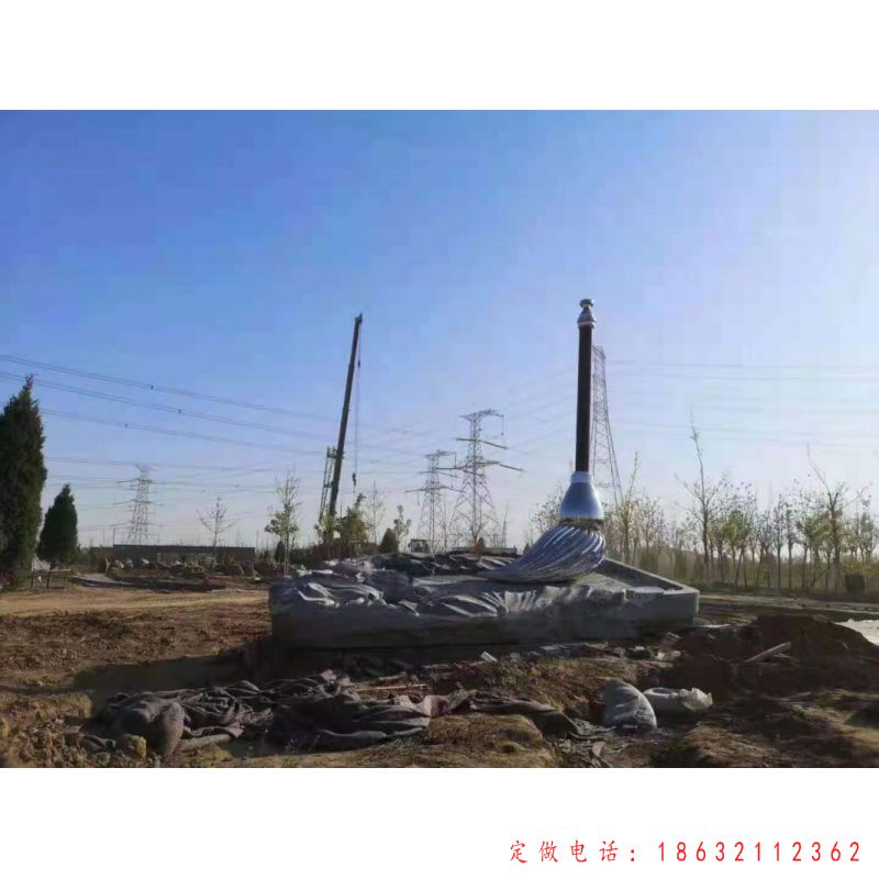 不锈钢校园毛笔标志雕塑（1）