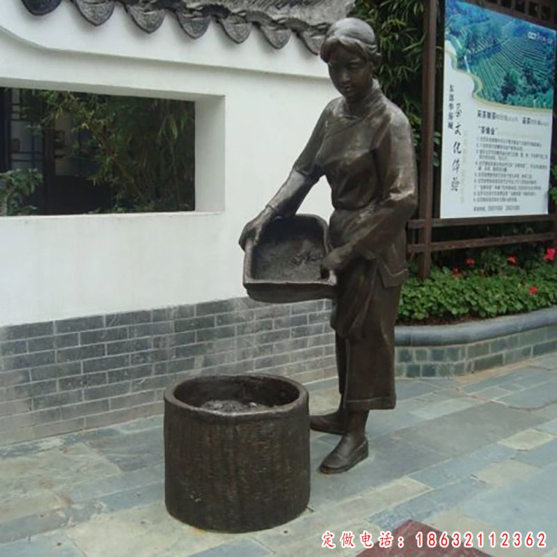 广场采茶小品景观铜雕（1）