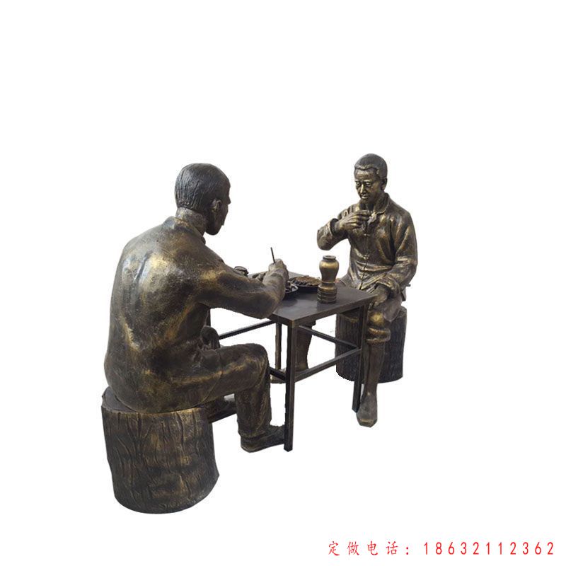 吃饭人物铜雕 (4)