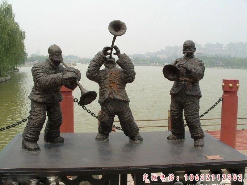 吹唢呐铜雕，公园人物铜雕