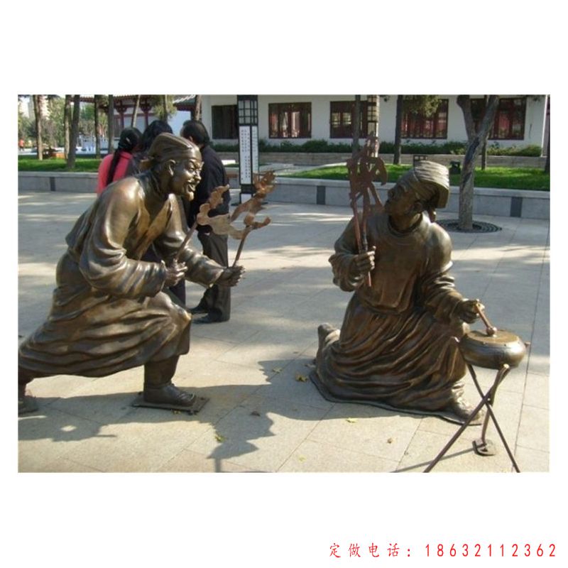 民俗吹糖人广场景观铜雕 （1）