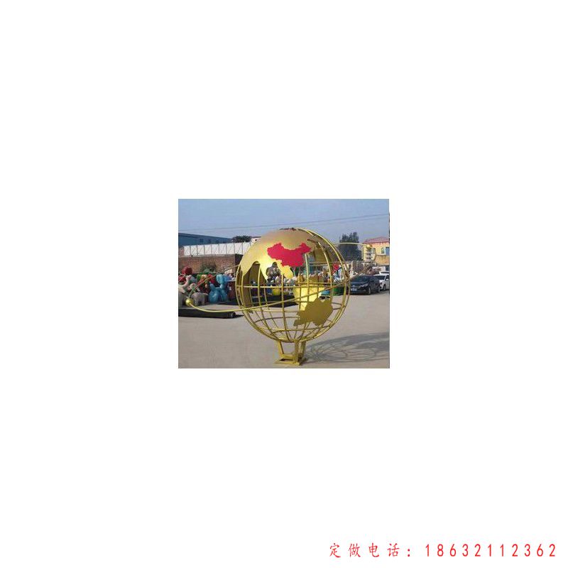 不锈钢金色地球仪抽象雕塑（1）