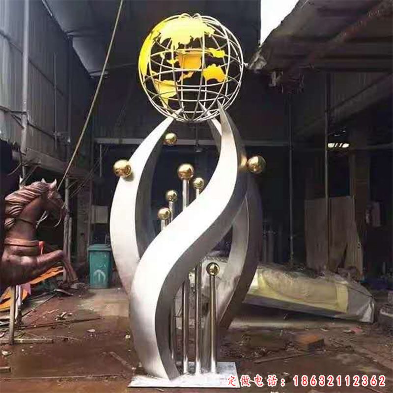 不锈钢地球仪庭院雕塑（1）