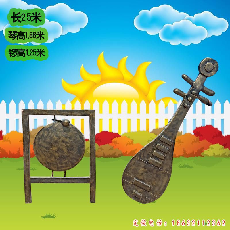 弹琵琶人物铜雕 (4)