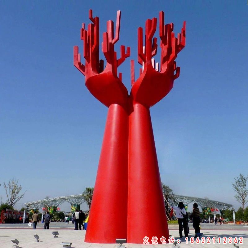 不锈钢广场双手标志雕塑（1）