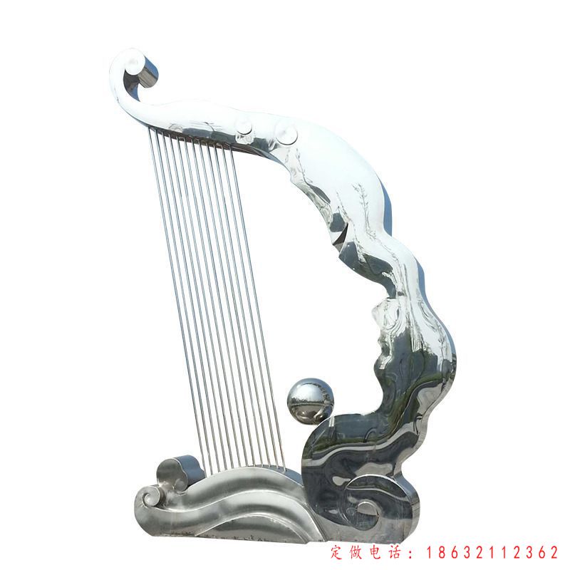 不锈钢古筝雕塑