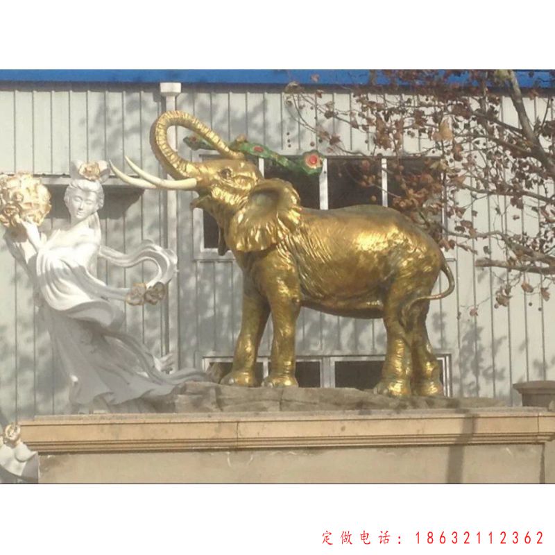 金色大象城市动物铜雕（1）