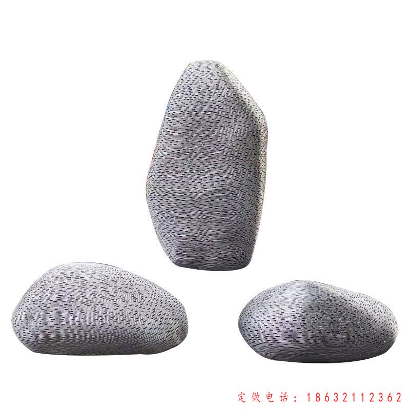 不锈钢石头雕塑 (1)