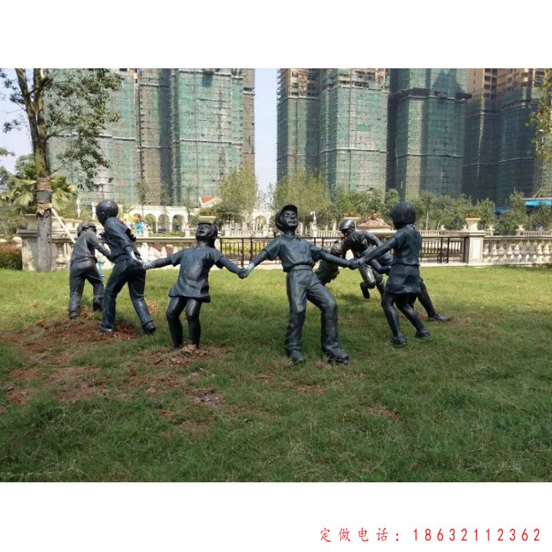小孩游戏城市文化铜雕 （1）