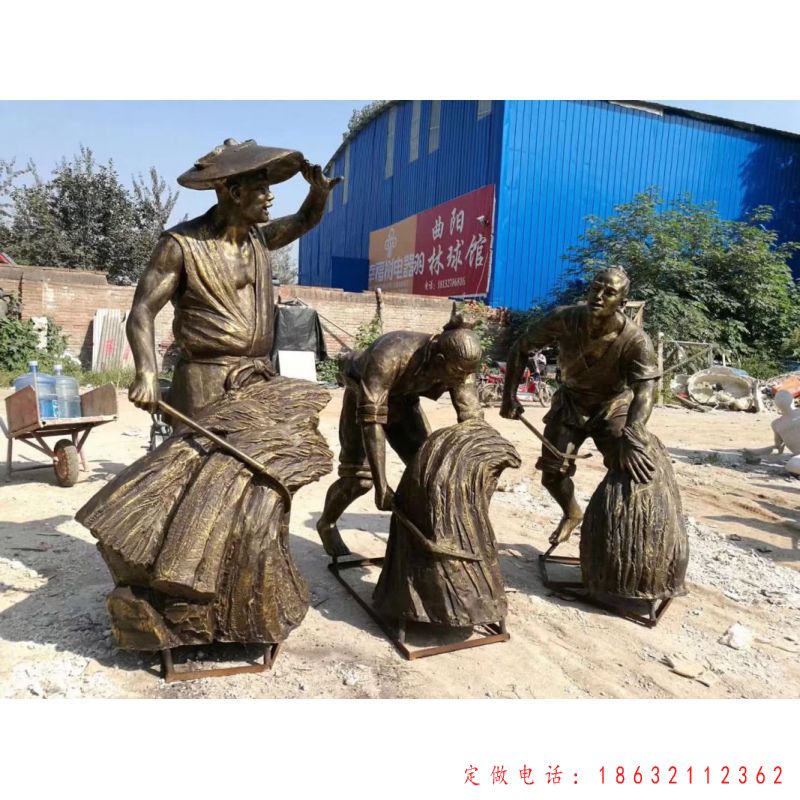 割稻子农耕景区铜雕 （1）