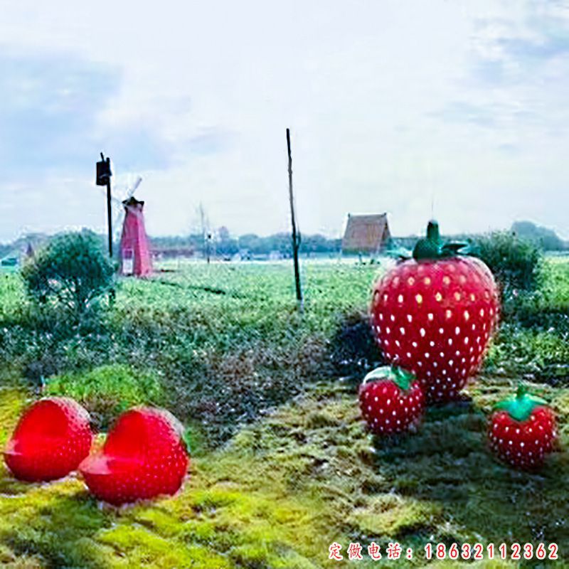 不锈钢草莓彩绘景观雕塑（1）
