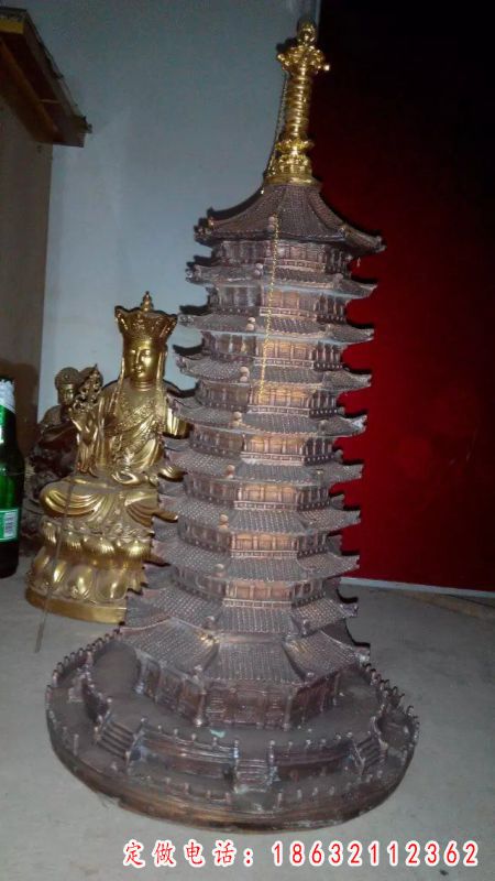宝塔铜雕，铸铜宝塔雕塑