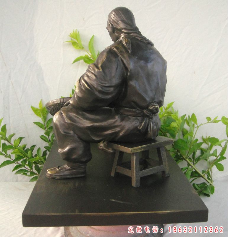 古代人物搓丸子雕塑，铸铜景观人物雕塑(14)