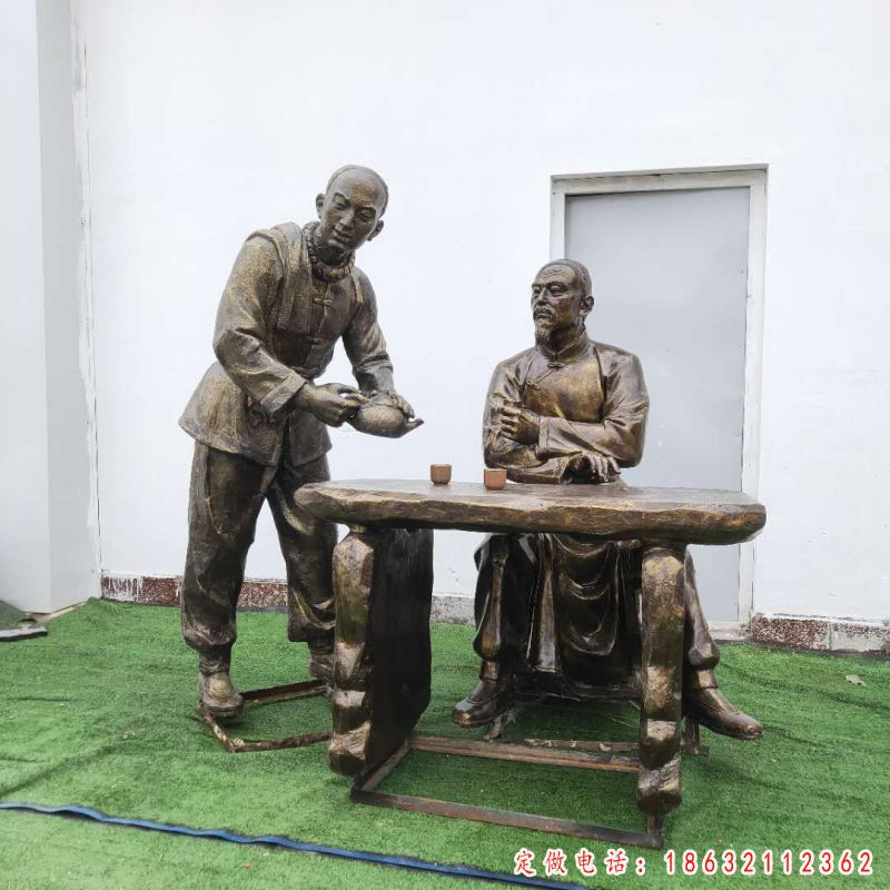 喝茶人物铜雕 (5)