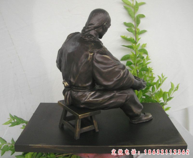 古代人物搓丸子雕塑，铸铜景观人物雕塑(15)