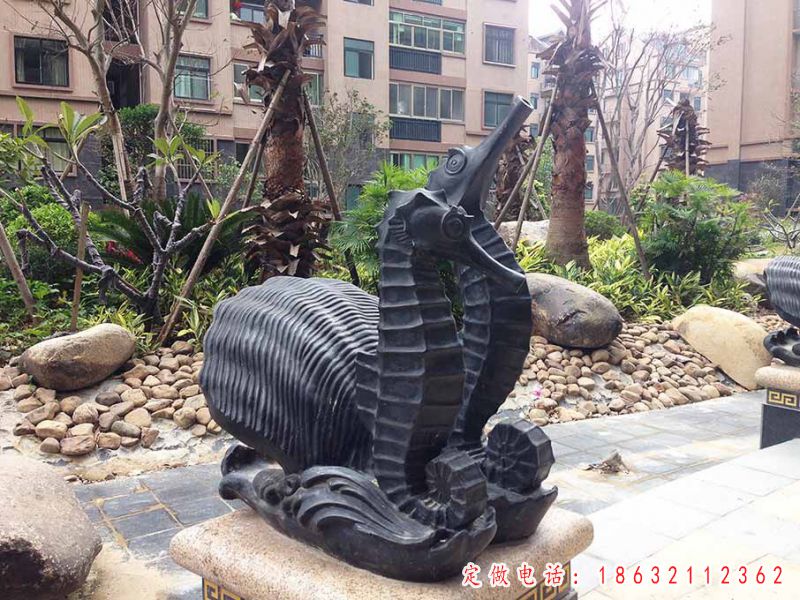 海马-玻璃钢仿铜海马雕塑