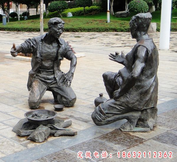 喝酒划拳铜雕，广场人物铜雕