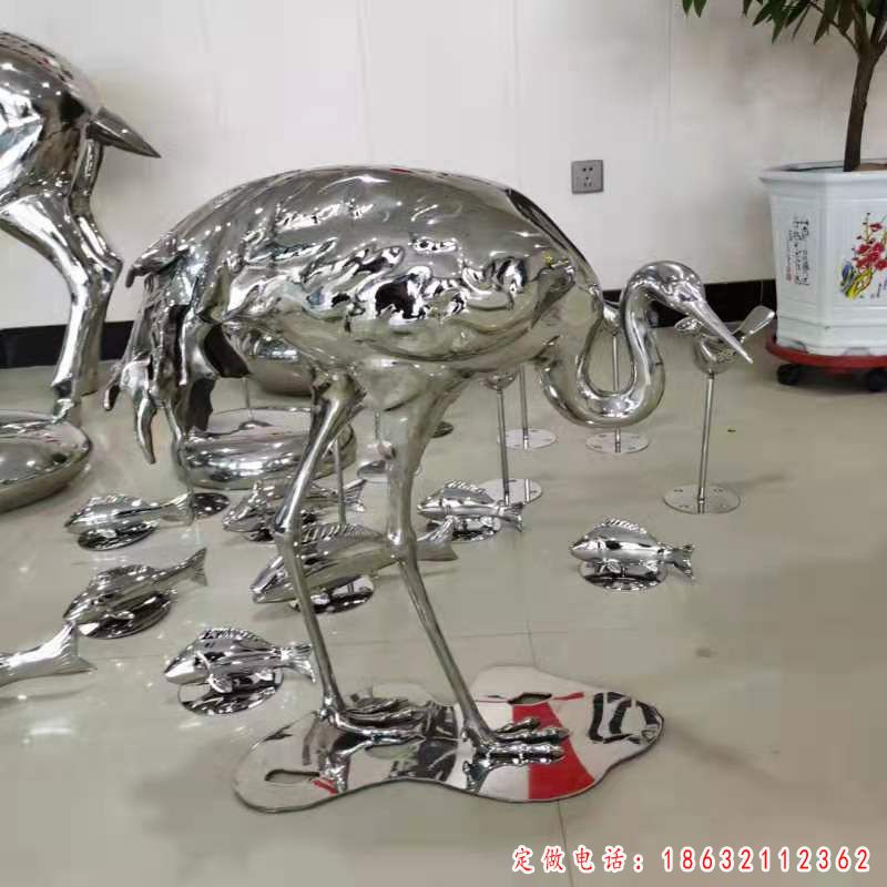 不锈钢白鹭雕塑 (5)