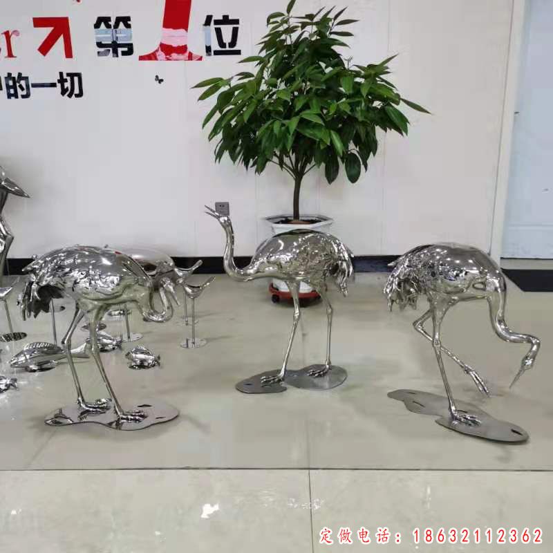 不锈钢白鹭雕塑 (2)