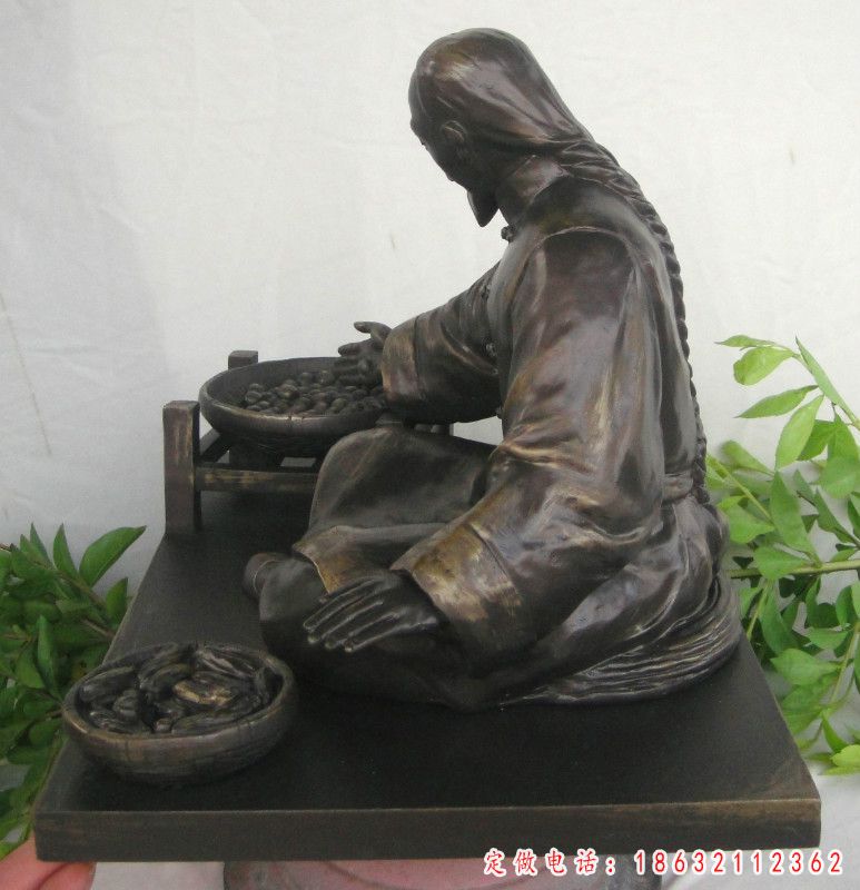 古代人物搓丸子雕塑，铸铜景观人物雕塑(9)