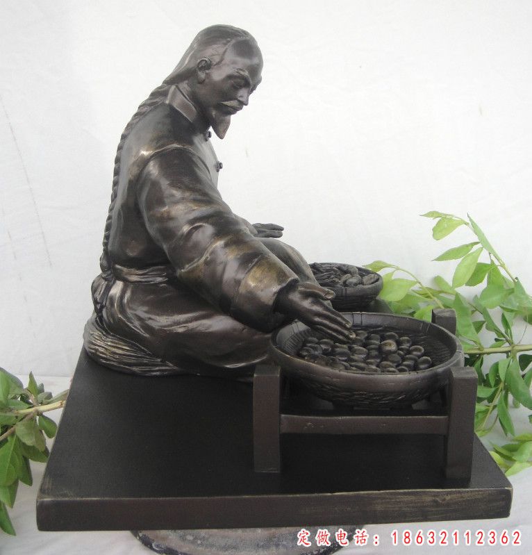 古代人物搓丸子雕塑，铸铜景观人物雕塑(10)