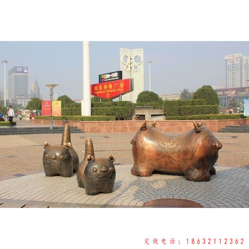 广场卡通老虎动物铜雕