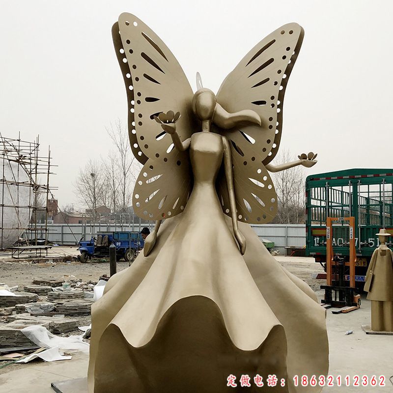蝴蝶少女铜雕