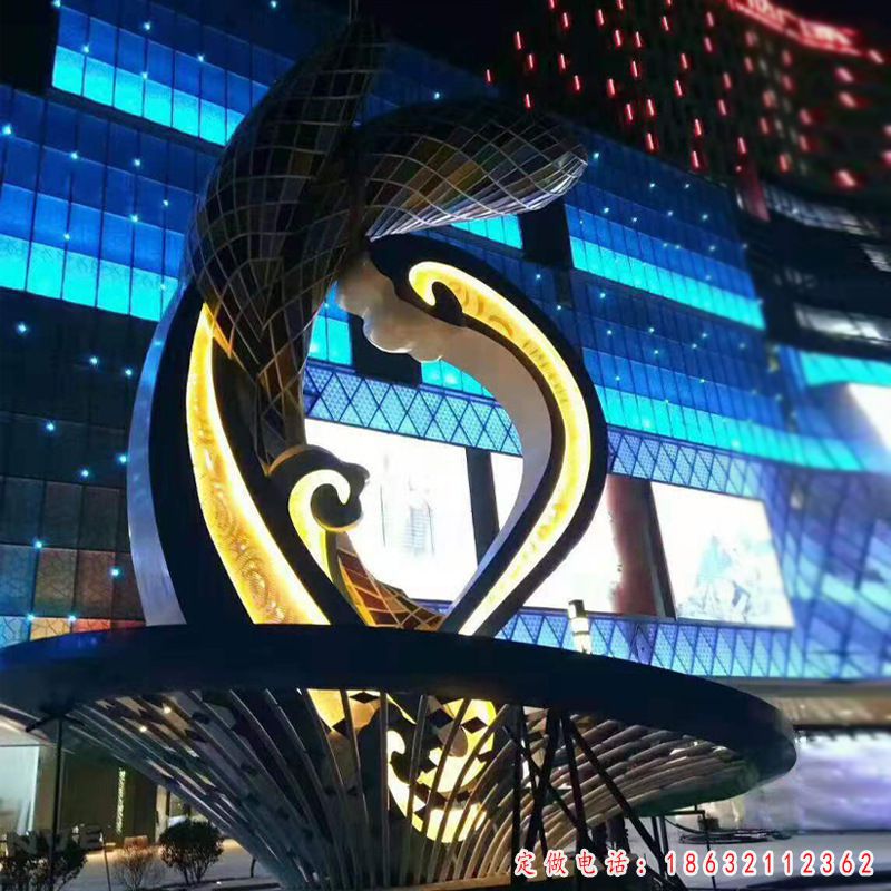 不锈钢海豚动物雕塑 (36)