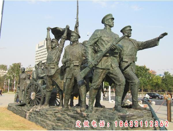 革命战士铜雕，广场景观雕塑